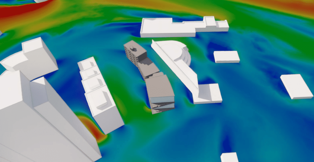 Etude CFD du confort thermique à la Défense - Simulation du vent - Effet de barre